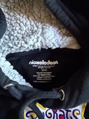 Nickelodeon Black Hoodie with White Sherpa and Multicolor Graphic